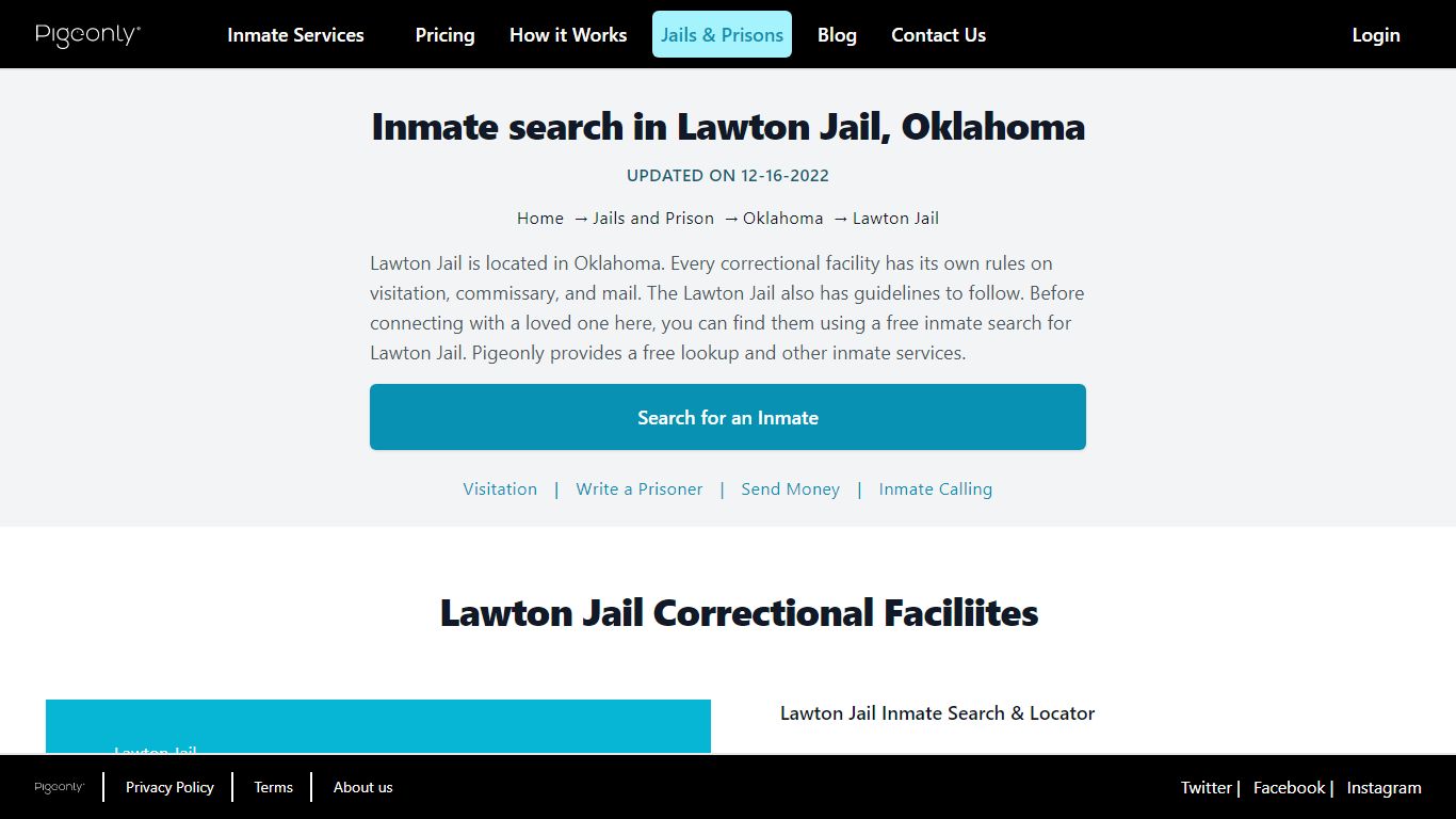 Inmate Search Lawton Jail, Oklahoma | Pigeonly